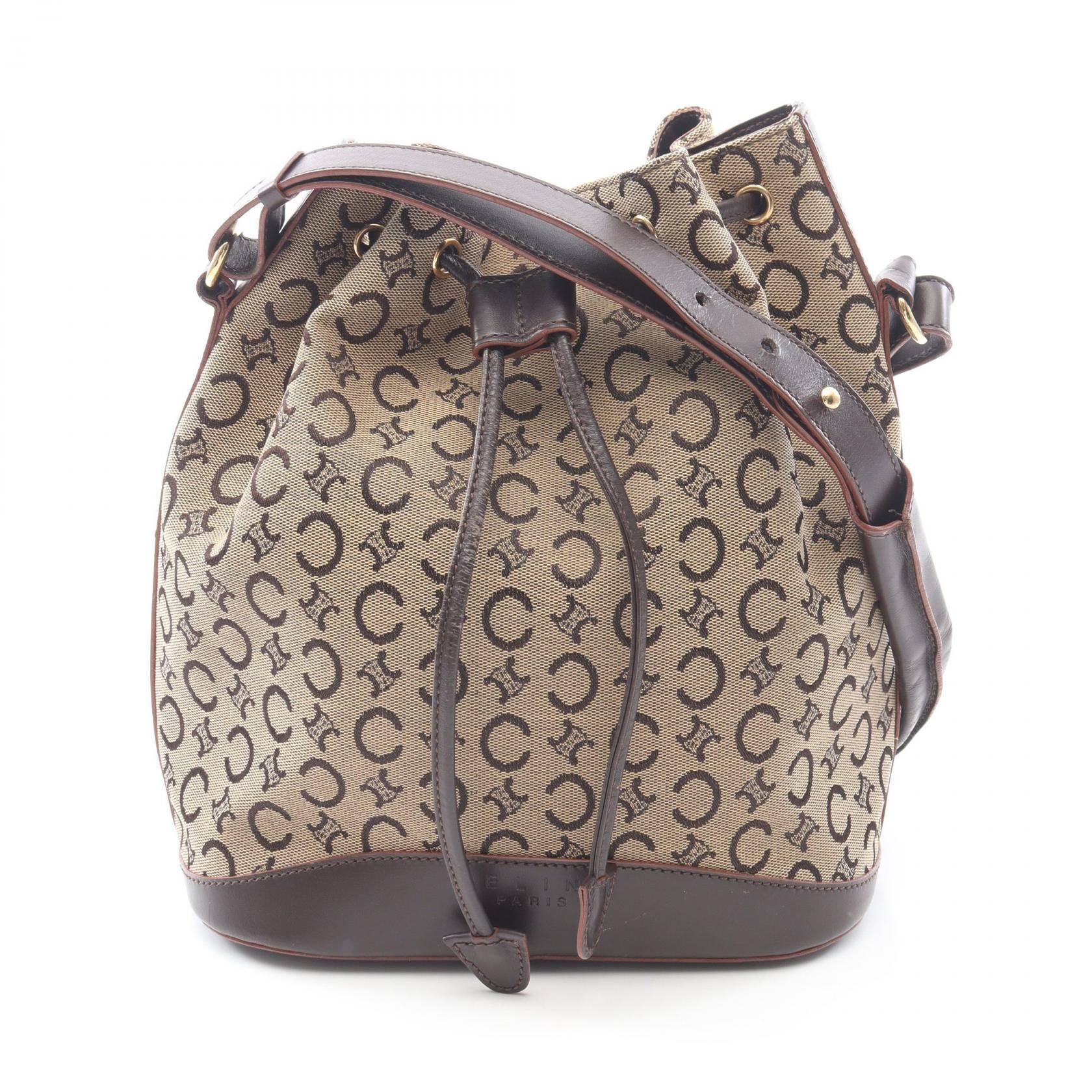 セリーヌ CELINE Cマカダム ショルダーバッグ バッグ キャンバス レザー レディース ベージュ系 / ブラウン系 【中古】
