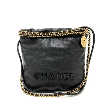 シャネル CHANEL シャネル22 ソーブラック AS3980 マトラッセ ミニ 2WAYバッグ カバン バッグ ショルダーバッグ ハンドバック 斜め掛け ショルダーバッグ キャビアスキン ブラック 未使用