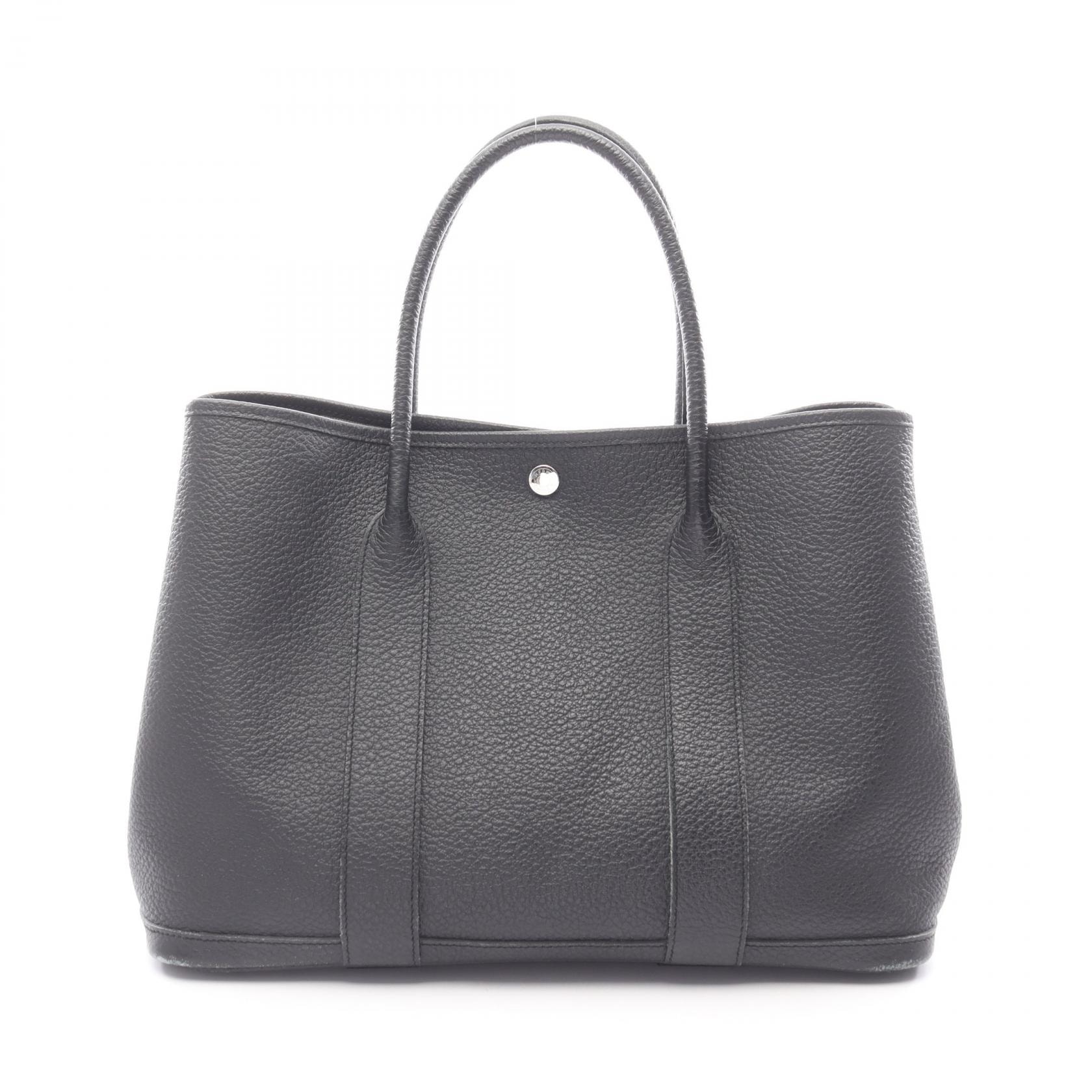 エルメス HERMES ガーデンパーティPM トートバッグ バッグ レザー カーフ(牛革) ヴァッシュカントリー ヴァッシュカントリー ブラック(エルメス) X刻印(2016年製造) レディース ブラック系 【中古】