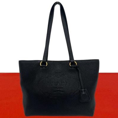 PRADA プラダ エンボス ロゴ レザー トートバッグ ブラック
gc4-8