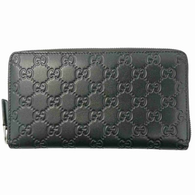 GUCCI グッチ グッチシマジップアラウンドウォレット 長財布 447906 レザー ブラック メンズ【中古】