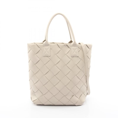 ボッテガヴェネタ BOTTEGA VENETA マキシイントレチャート トートバッグ バッグ レザー レディース ホワイト系 【中古】