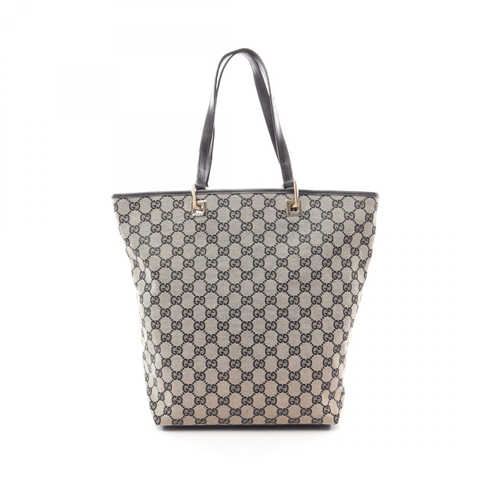 グッチ GUCCI GGキャンバス トートバッグ バッグ キャンバス レザー レディース ベージュ系 / ブラック系 0021098 【中古】