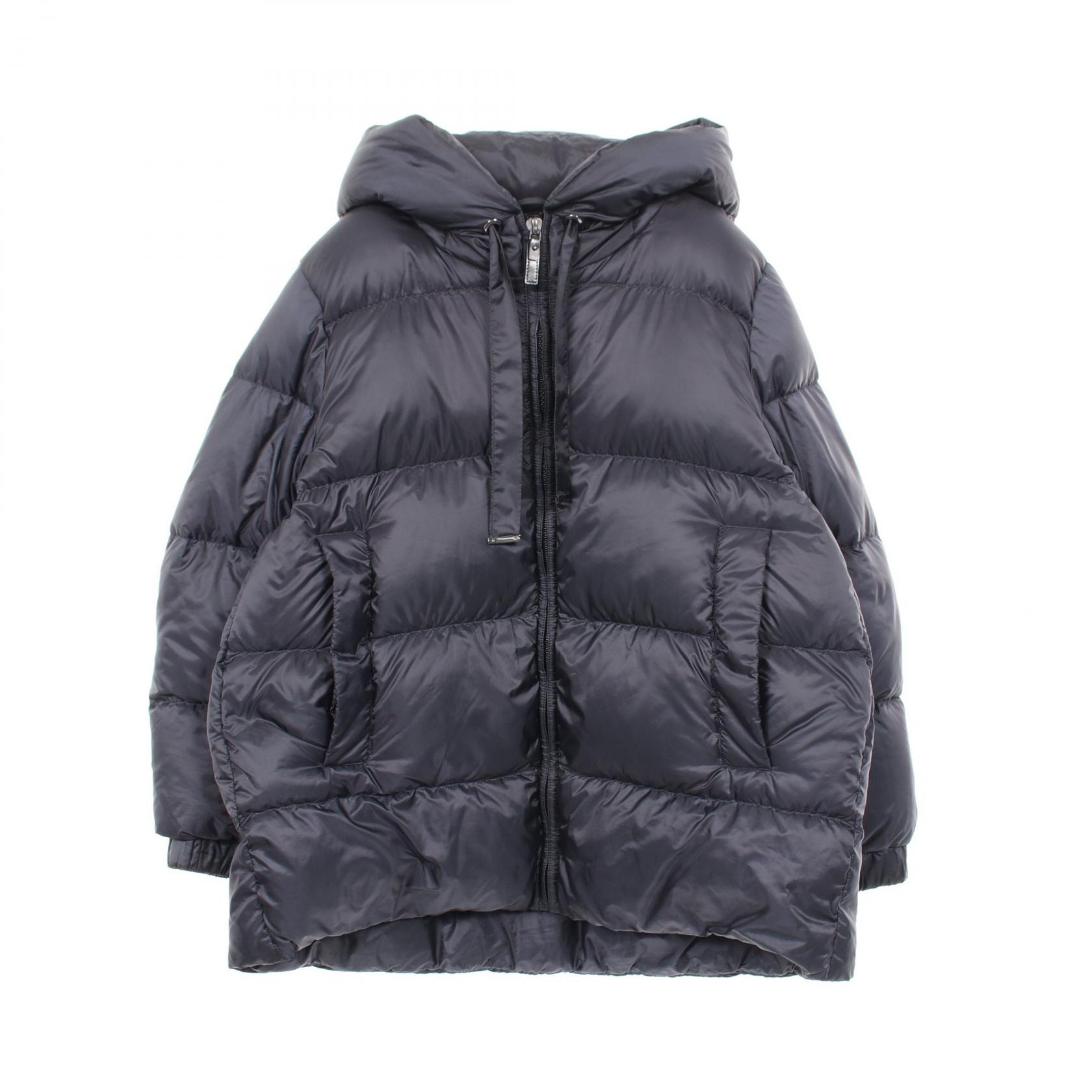マックスマーラ MAX MARA THE CUBE フード付き ダウンジャケット 衣料品 アウター ポリエステル レディース ネイビー系 【中古】