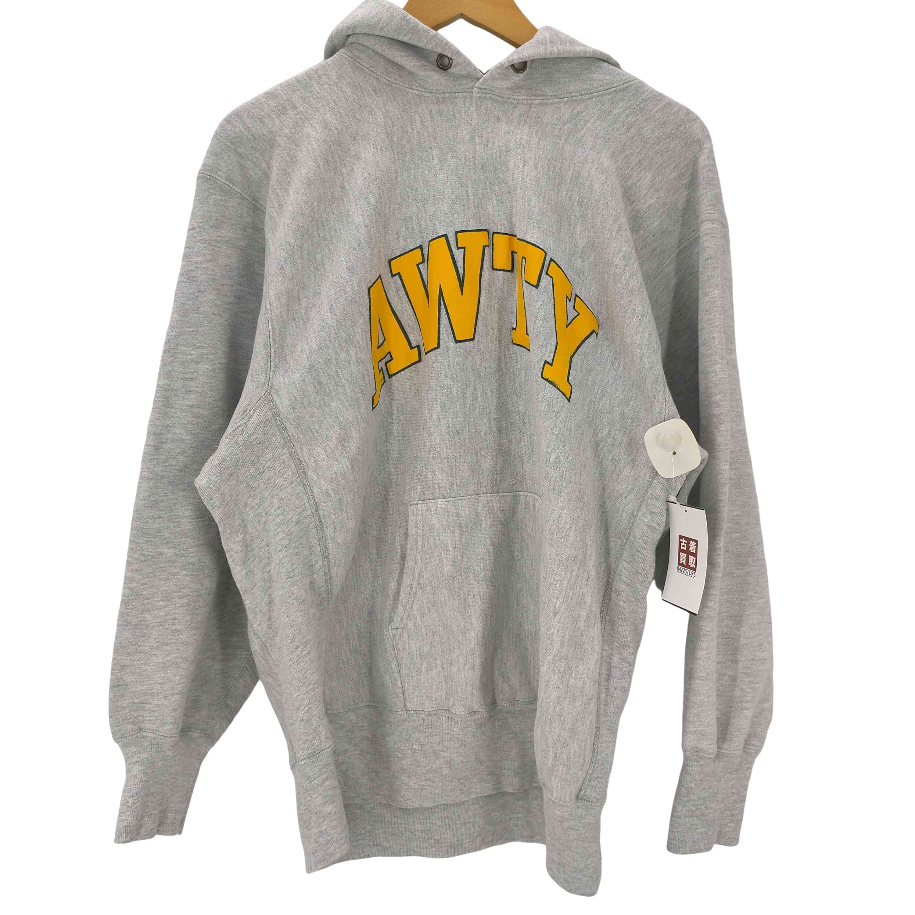 80S USA製 トリコタグ アクリル8% レーヨン3% 混紡 REVERSE WEAVE AWTY アーチプリント プルオーバー パーカー【1142129278706】