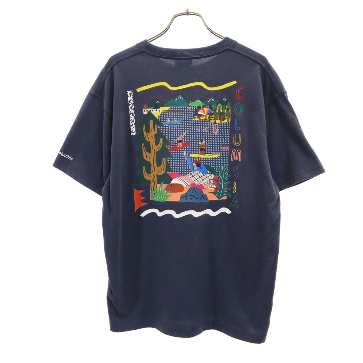 Columbia コロンビア WATARU KIMURA 木下ようすけ コラボ バックプリント 半袖 Tシャツ M ネイビー アウトドア