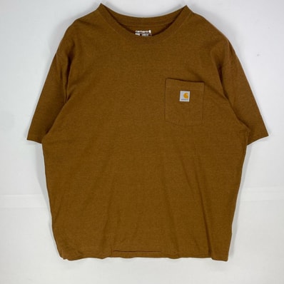 古着 カーハート Carhartt 半袖Tシャツ 胸ポケット ワンポイントロゴ ショートスリーブ 2XL ブラウン系 メンズ