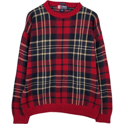 古着 ラルフローレン Ralph Lauren CHAPS チャップス チェック柄 コットンニットセーター メンズL相当/eaa645952
