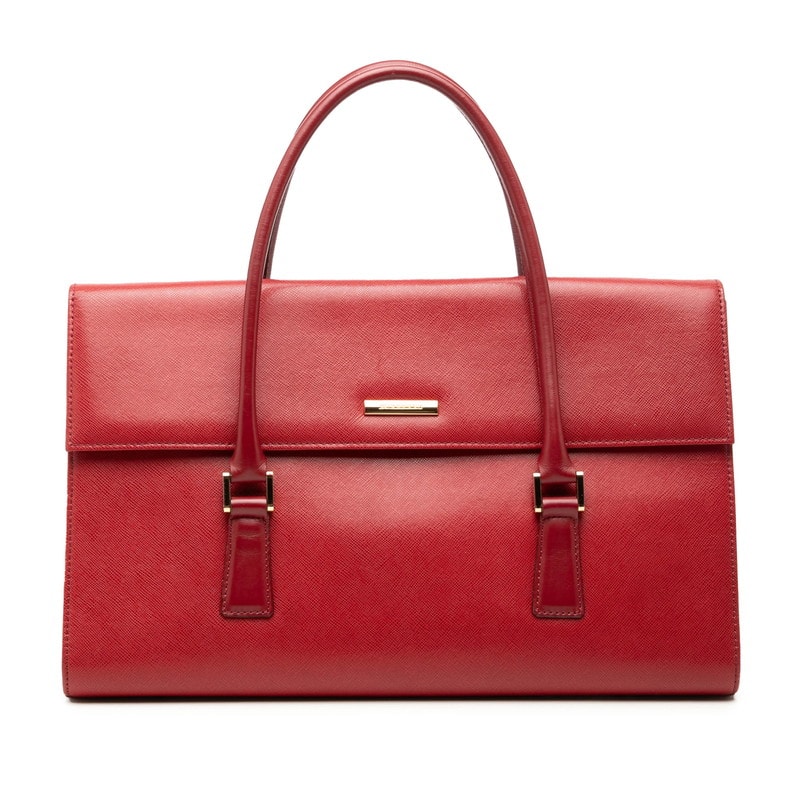 バーバリー ノバチェック ハンドバッグ レッド レザー レディース BURBERRY 【中古】