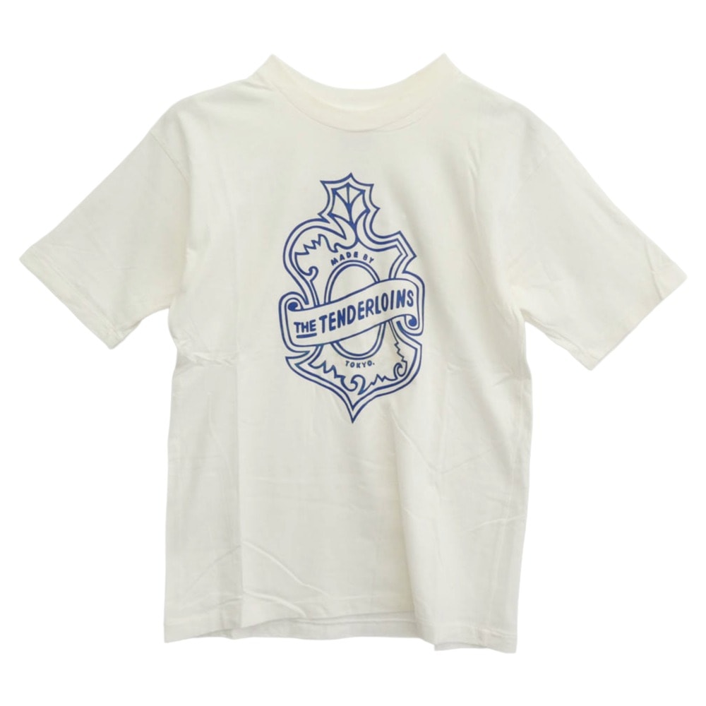 TENDERLOIN テンダーロイン Tシャツ T-TEE2 エンブレムプリント 半袖Tシャツ ホワイト ホワイト系 M【美品】【中古】