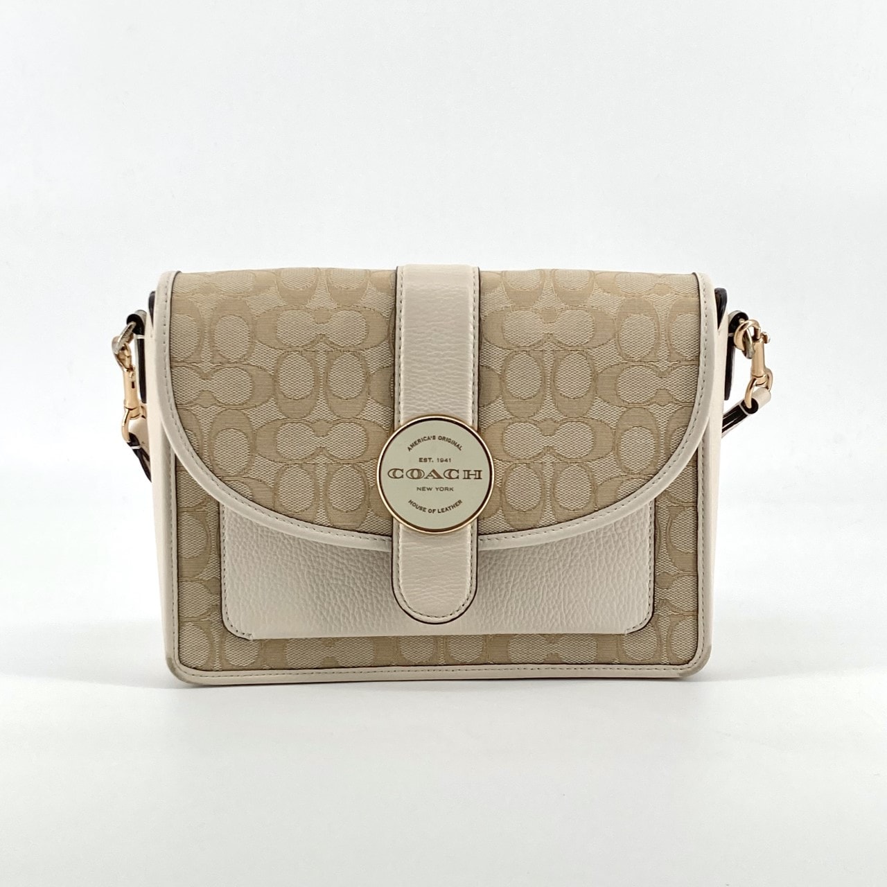 COACH(コーチ) ロニー クロスボディ シグネチャー ジャガードキャンバス C8307 ショルダーバッグ ベージュ×ホワイト