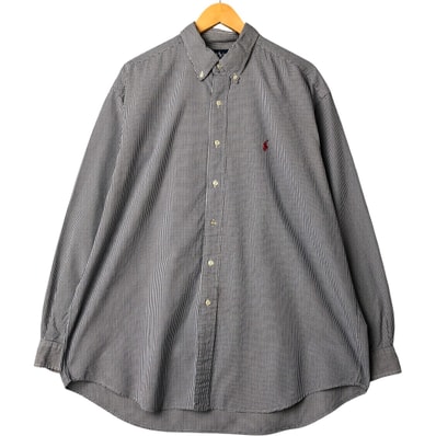 古着 ラルフローレン Ralph Lauren BLAKE ギンガムチェック 長袖 ボタンダウンチェックシャツ 中国製 メンズXL相当/eaa575323