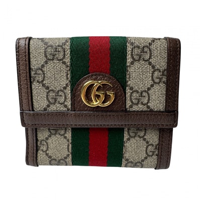 美品 グッチ GUCCI GGスプリーム コンパクトウォレット 523173 レディース