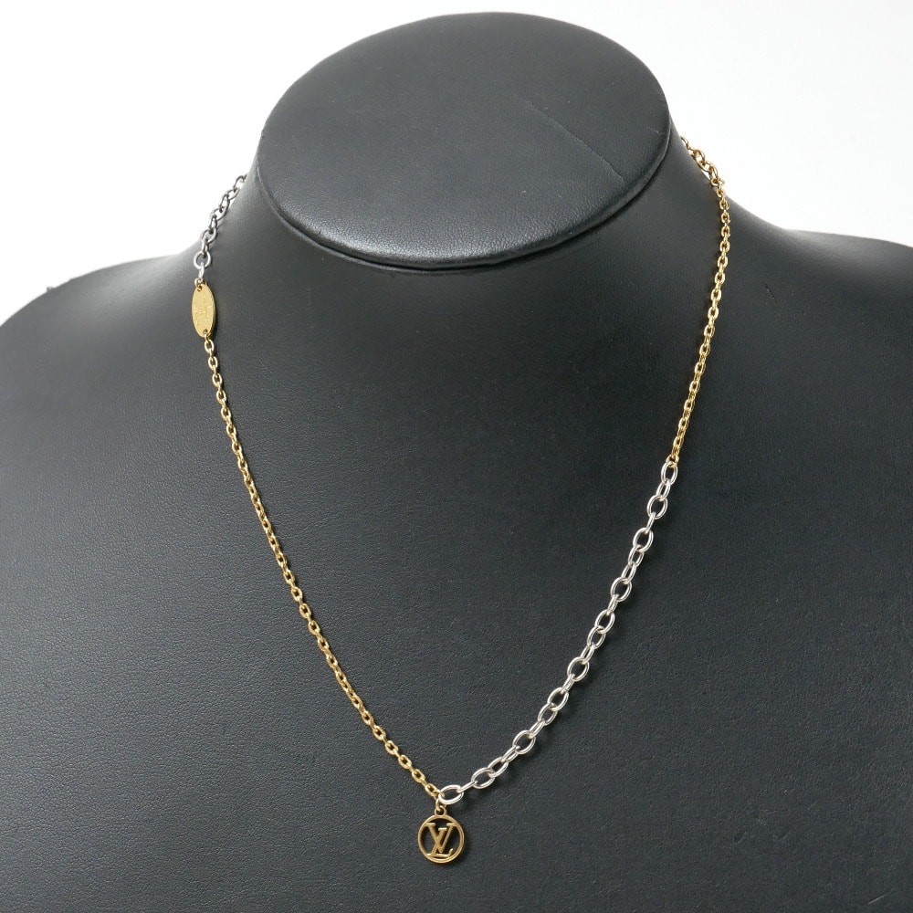 ■美品■LOUIS VUITTON ルイ・ヴィトン ロゴマニア ネックレス M68074 LVロゴ バイカラー ブランド古着【中古】20260805/RB0330