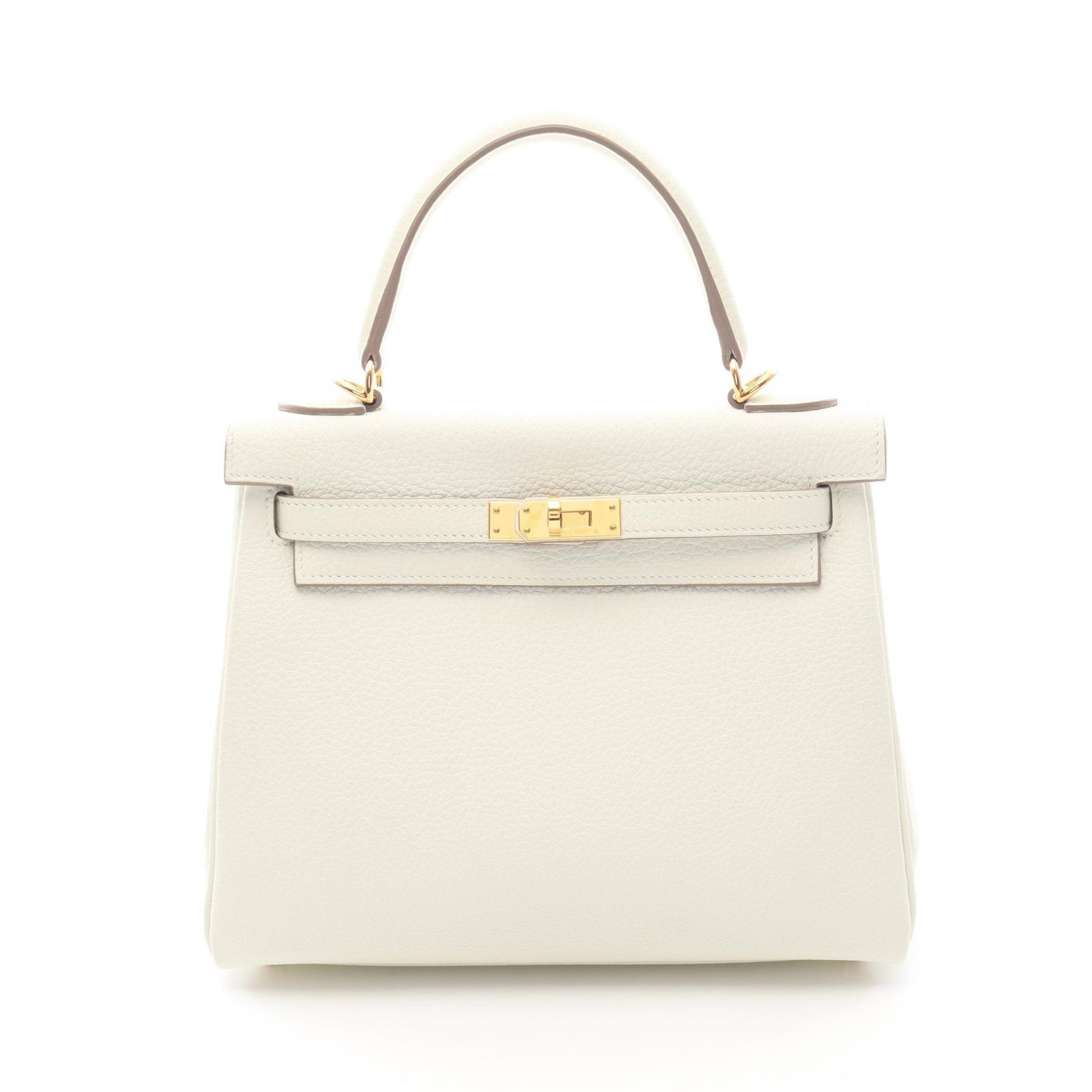 エルメス HERMES ケリー25 2WAY ハンドバッグ バッグ レザー トゴ トゴ マッシュルーム U刻印(2022年製造) レディース ホワイト系 【中古】