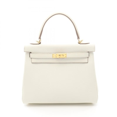 エルメス HERMES ケリー25 2WAY ハンドバッグ バッグ レザー トゴ トゴ マッシュルーム U刻印(2022年製造) レディース ホワイト系 【中古】