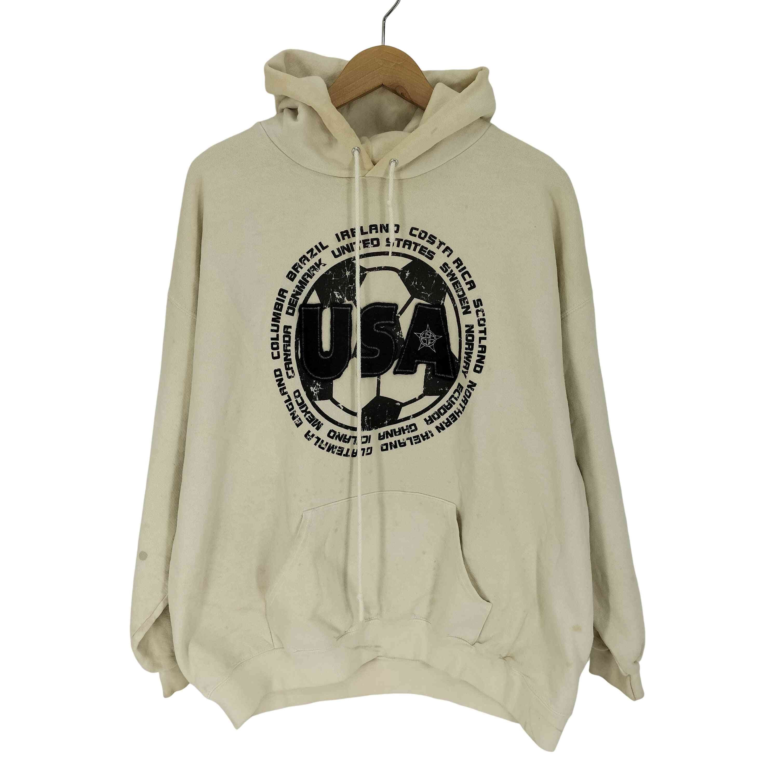 00S premium cotton USAサッカー アップリケ プリント プルオーバー パーカー【1142249128554】