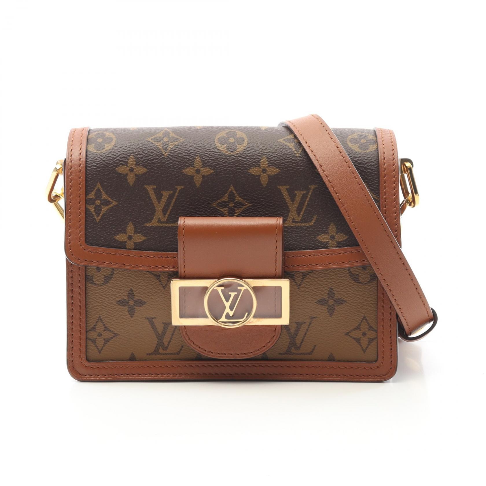 ルイ・ヴィトン LOUIS VUITTON ドーフィーヌ MINI ショルダーバッグ バッグ PVCコーティングキャンバス レザー モノグラム・リバース ベージュ レディース ブラウン系 / ベージュ系 M44580 【中古】