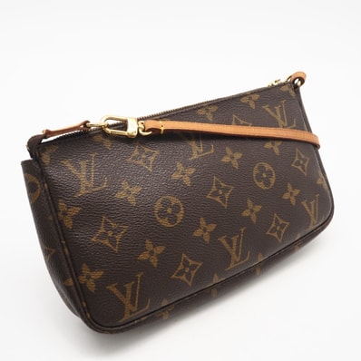 LOUIS VUITTON ルイ・ヴィトン モノグラム キャンバス ポシェット アクセソワール M51980 ポーチ ブラウン コーティングキャンバス レザー レディース