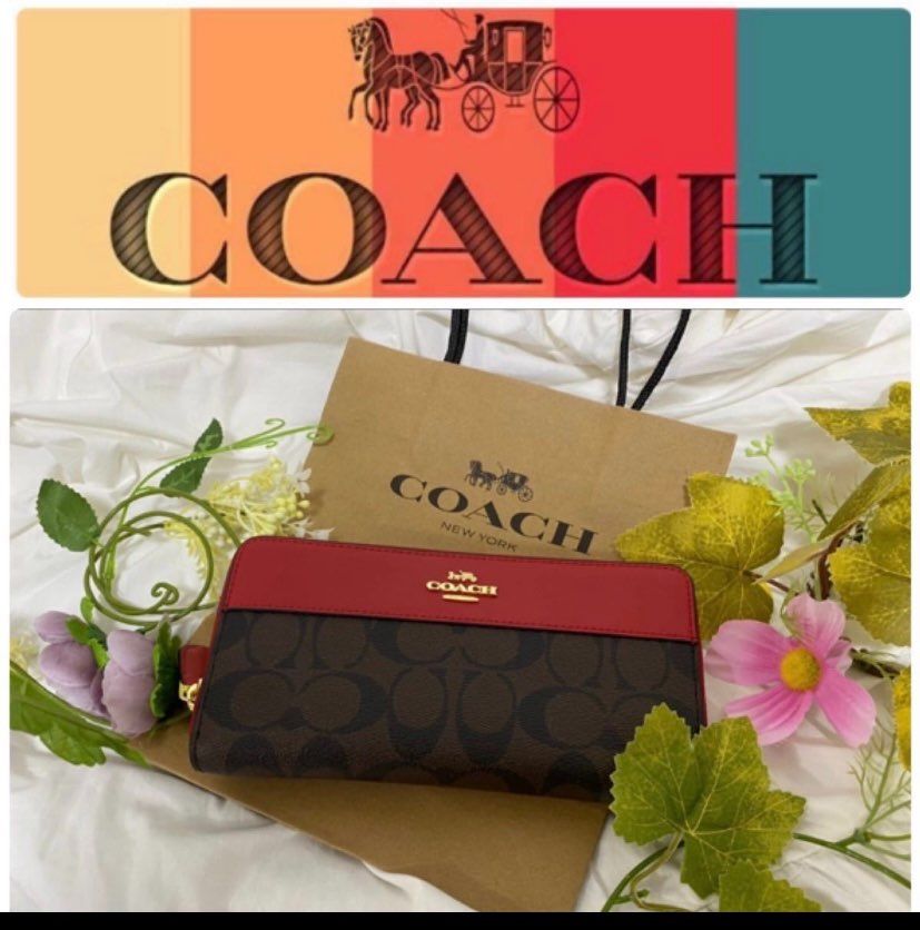 正規品 新品 coach  コーチ 長財布 上半分 赤