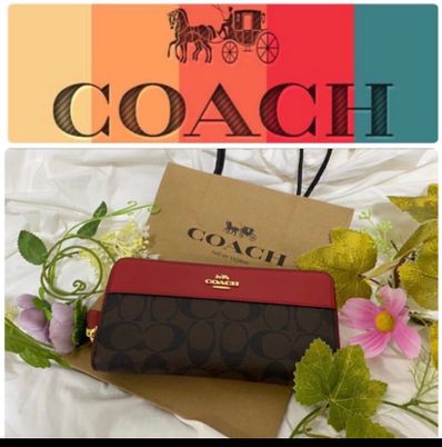 正規品 新品 coach コーチ 長財布 上半分 赤