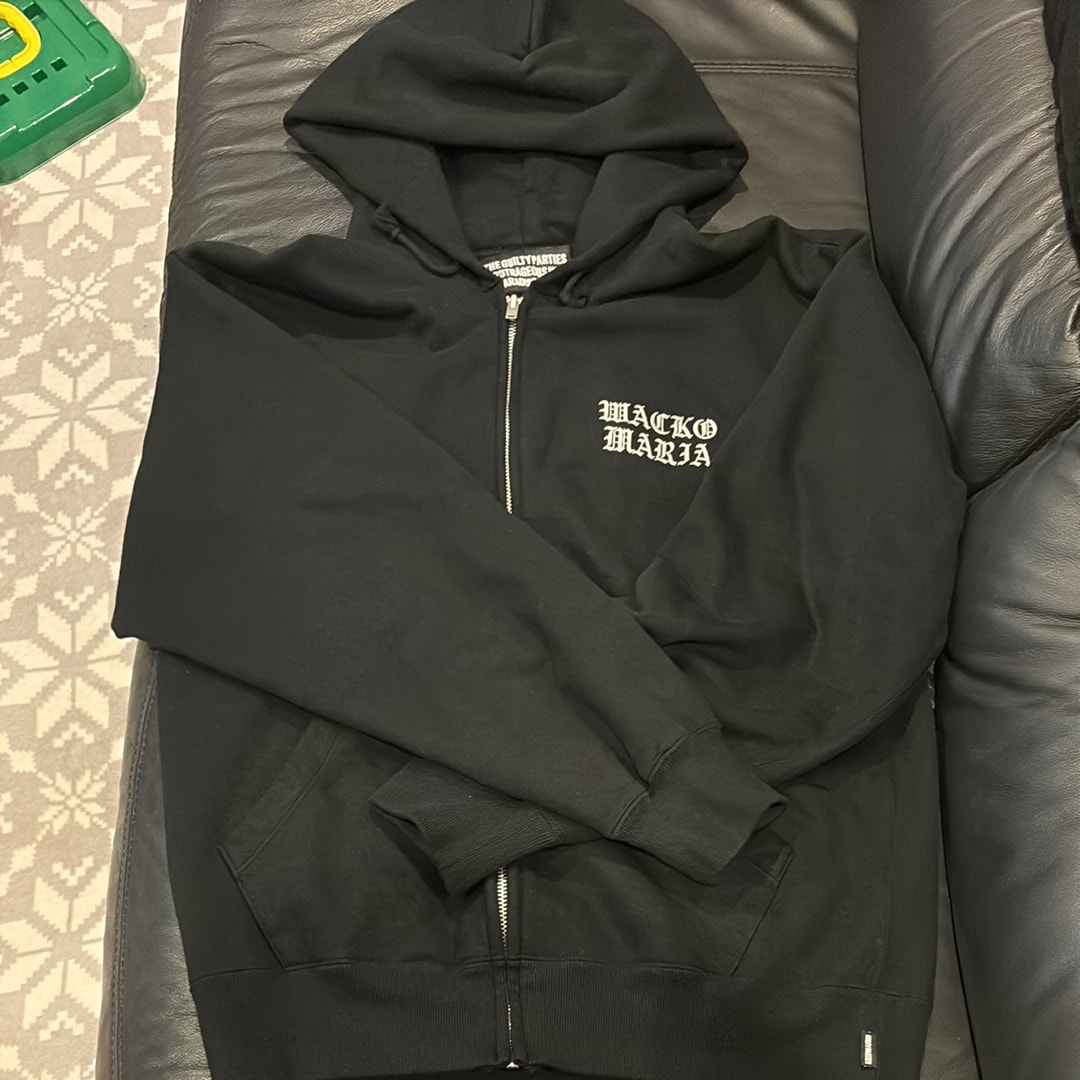 WACKO MARIA Washed Heavy Weight Zip Hooded Sweat Shirt "Black"