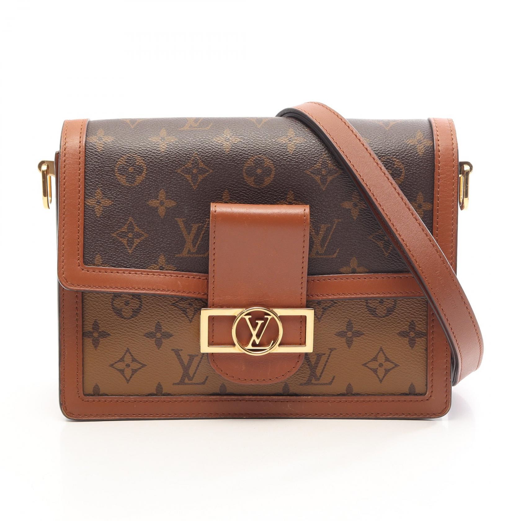 ルイ・ヴィトン LOUIS VUITTON ドーフィーヌMM モノグラムリバース ショルダーバッグ バッグ PVCコーティングキャンバス レザー レディース ブラウン系 M44391 【中古】