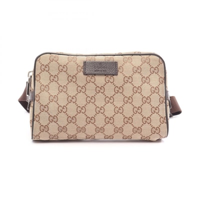 グッチ GUCCI GGキャンバス ウエストバッグ ボディバッグ バッグ キャンバス レザー メンズ レディース ベージュ系 / ブラウン系 449174 【中古】