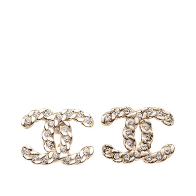 シャネル ココマーク スタッドピアス B19P ゴールド ラインストーン メッキ レディース CHANEL 【中古】