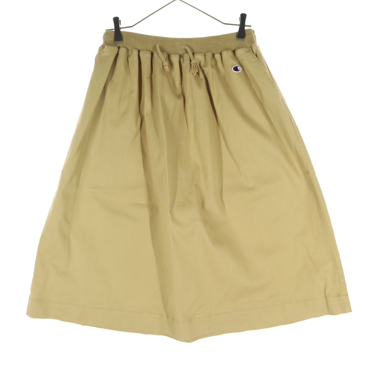 美品 Champion チャンピオン ワンポイントロゴ ミディ丈 スカート M ベージュ