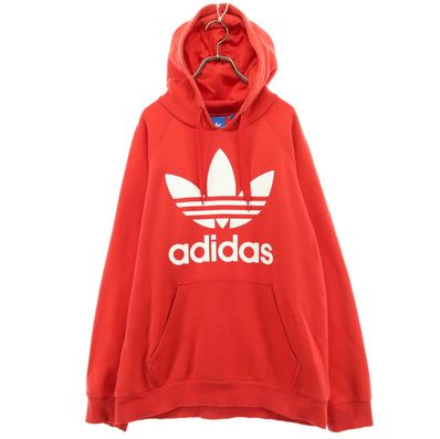 adidas アディダス トレフォイルロゴ 長袖 スウェットパーカー F レッド