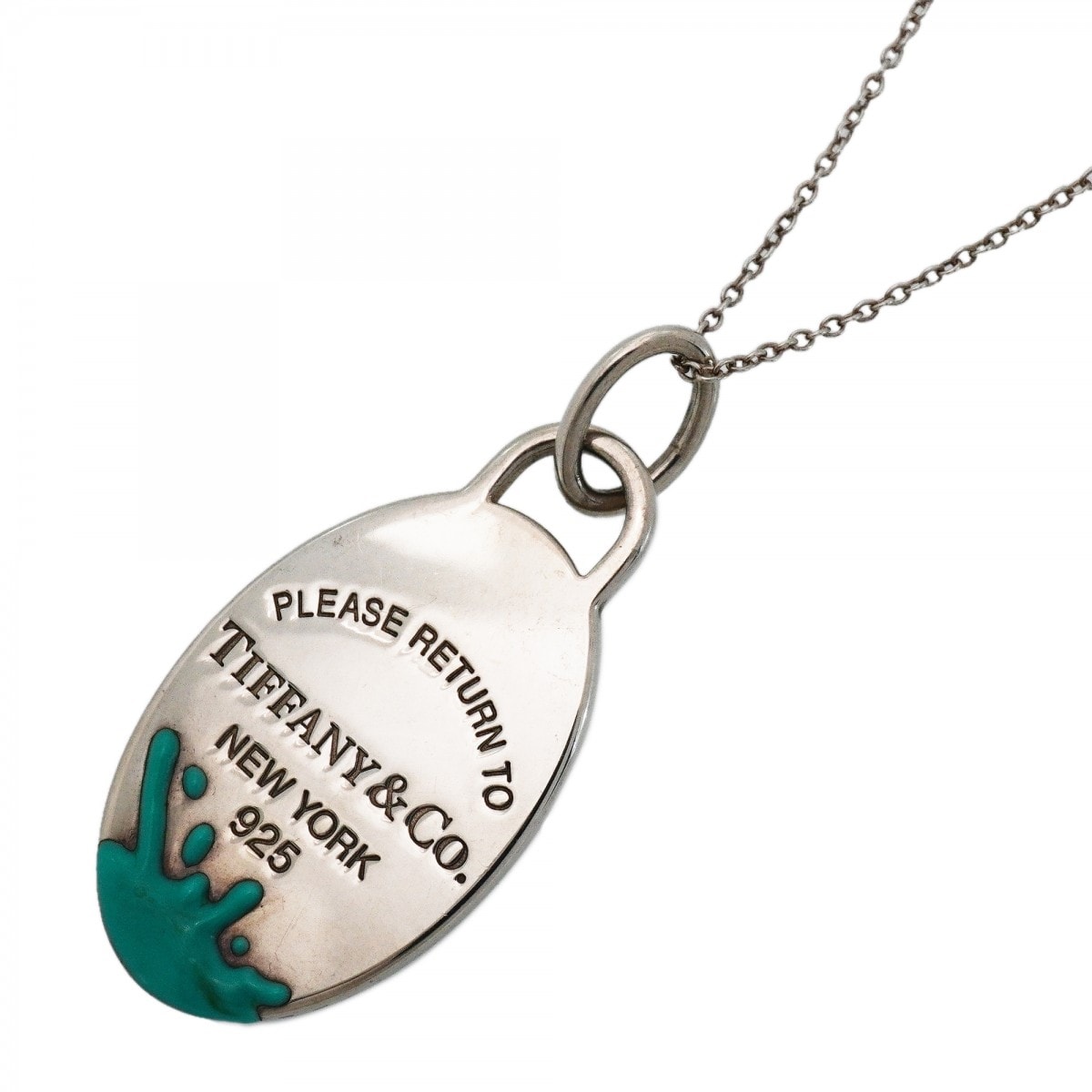 【6jdb0056】ティファニー ネックレス リターントゥ/カラースプラッシュ オーバル シルバー925 ブルー【中古】レディース