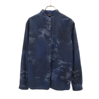 DIESEL ディーゼル 総柄 長袖 バンドカラーシャツ M ネイビー