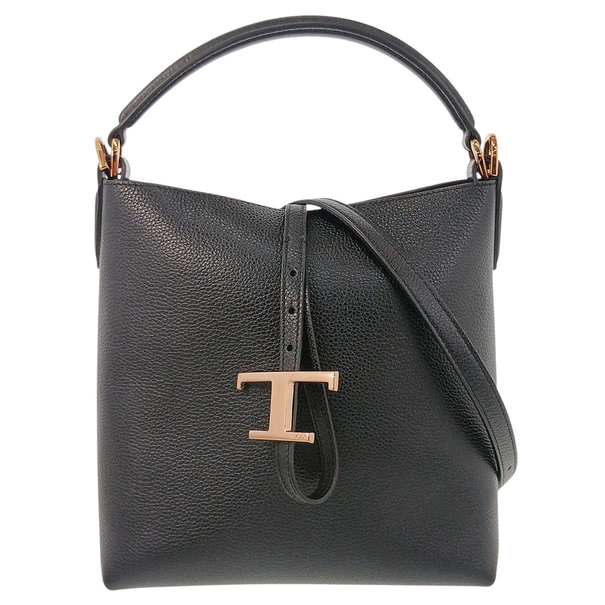 TOD’S トッズ Tタイムレス ショルダーバッグ ショルダーバッグ XBWTSEK0100 レザー ブラック レディース【中古】