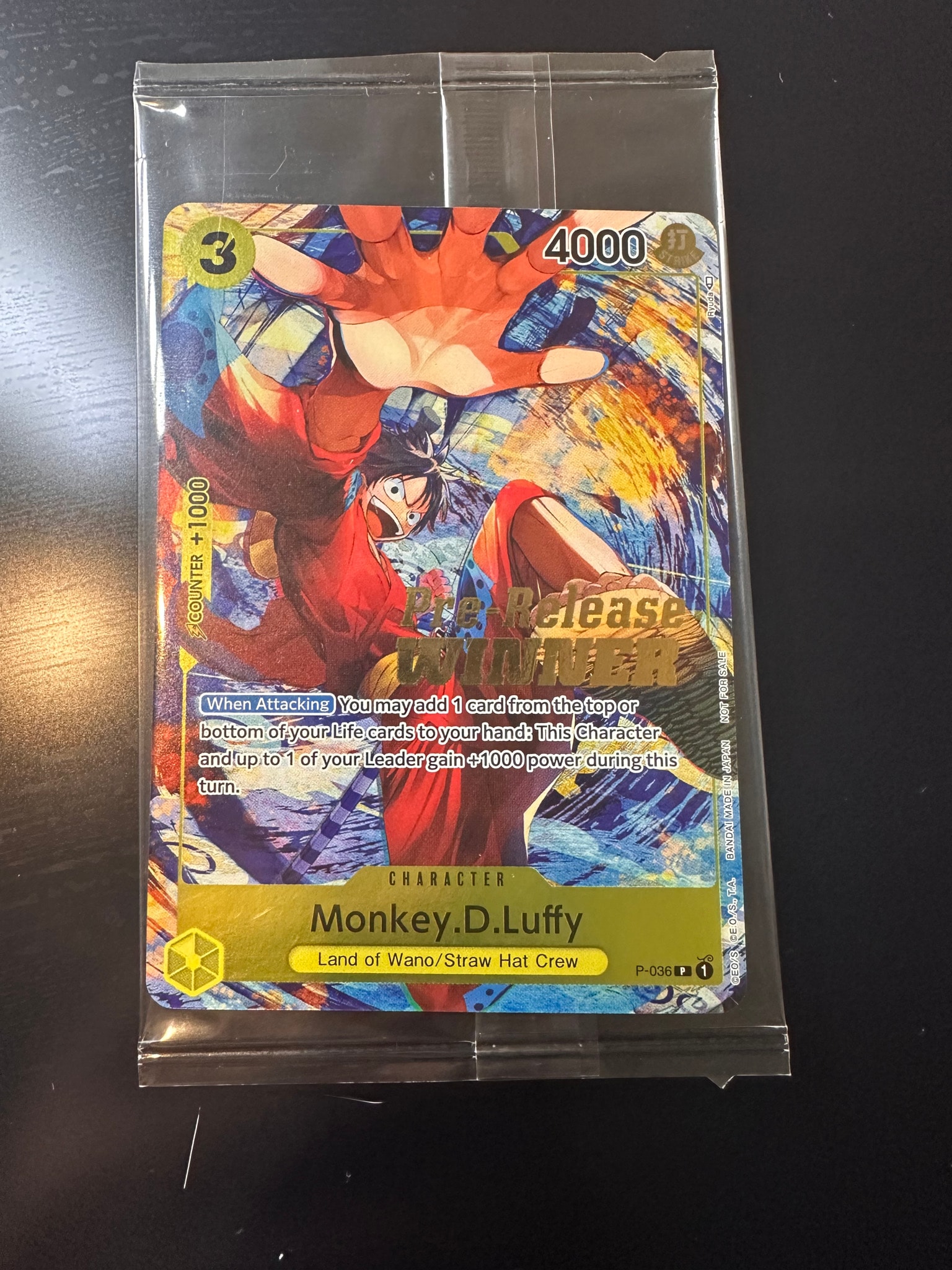 モンキー・D・ルフィ:Silver Foil + Gold Stamp P [P-036]【英語版】(プロモーションカード「OP‐04 プレリリース トーナメント」)