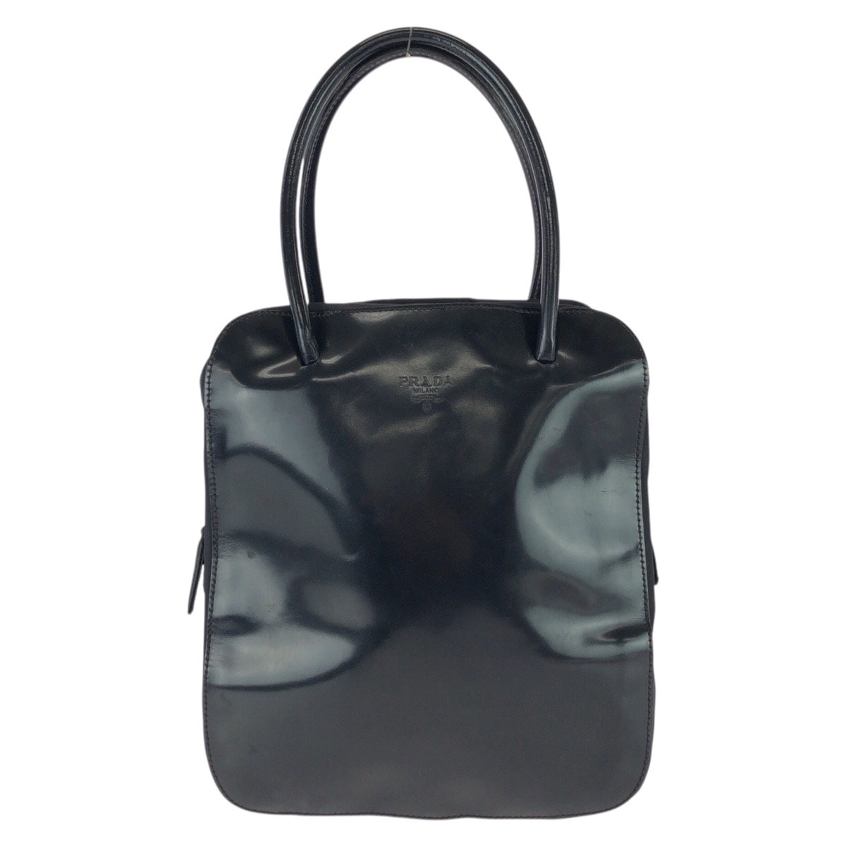 PRADA プラダ ヴィンテージ テスート ブラック 黒 シルバー金具 パテントレザー ナイロン/ トートバッグ 604084 【中古】