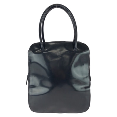 PRADA プラダ ヴィンテージ テスート ブラック 黒 シルバー金具 パテントレザー ナイロン/ トートバッグ 604084 【中古】