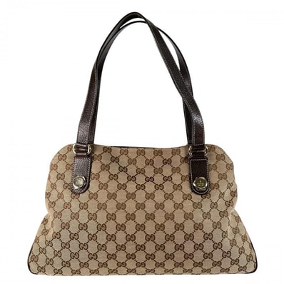 GUCCI グッチ トートバッグ ハンドバッグ 163288 GGキャンバス ブラウン 茶 レディース【中古品】