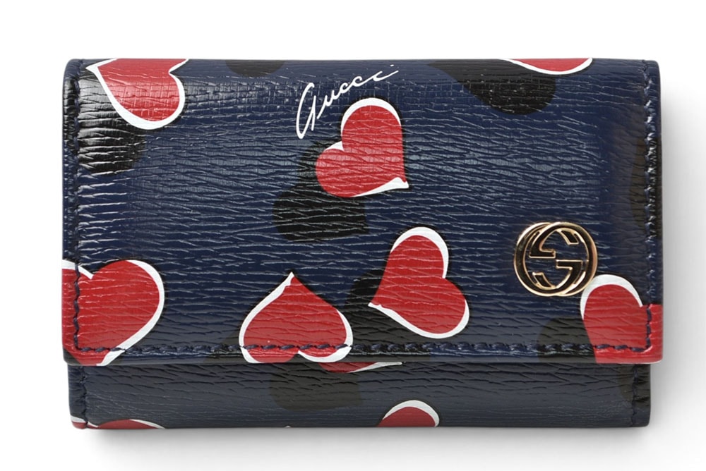 グッチ キーケース GUCCI ダブルG ハートビート 309706 6連キーケース レザー ネイビー レディース【中古】