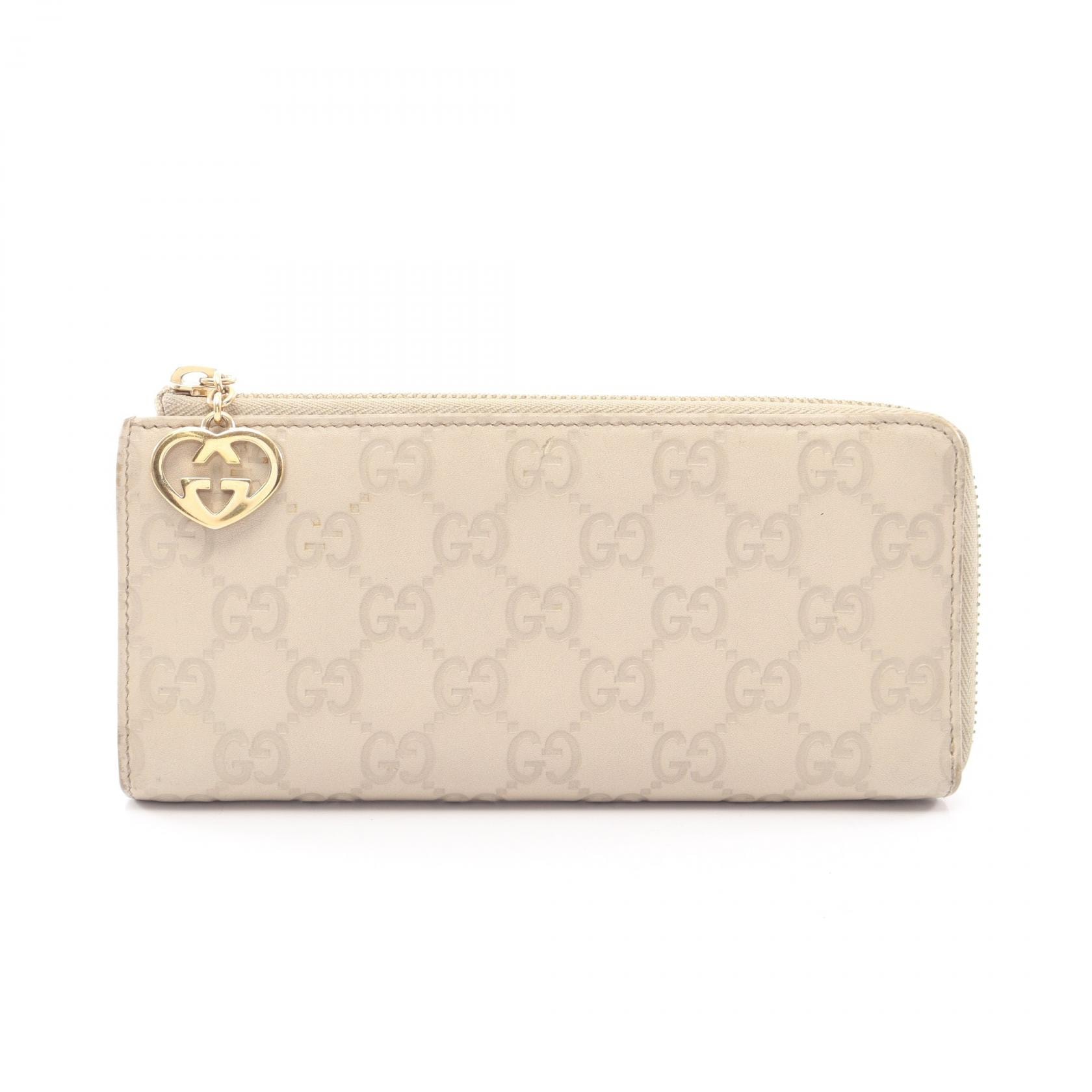 グッチ GUCCI グッチシマ L型ファスナー長財布 財布 レザー レディース アイボリー系 295671 【中古】