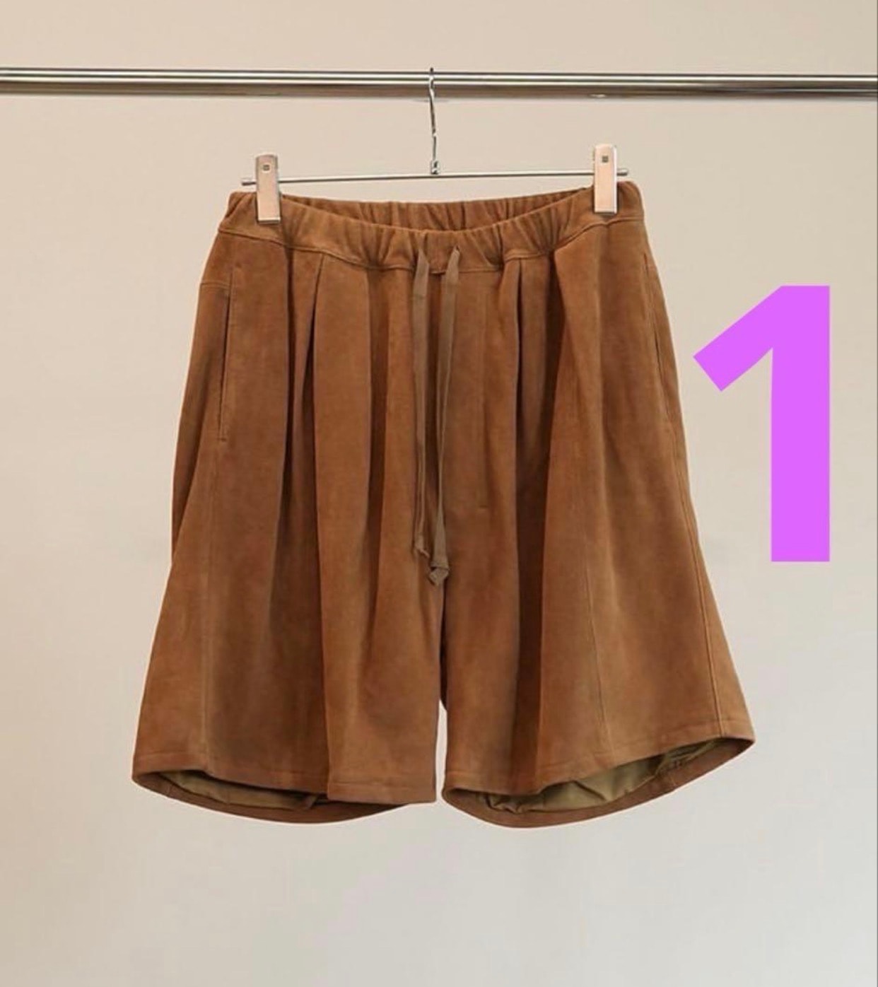 A+ (新品・未使用(ワケあり))】ANCELLM 25SS SUEDE TUCK WIDE SHORTS 1