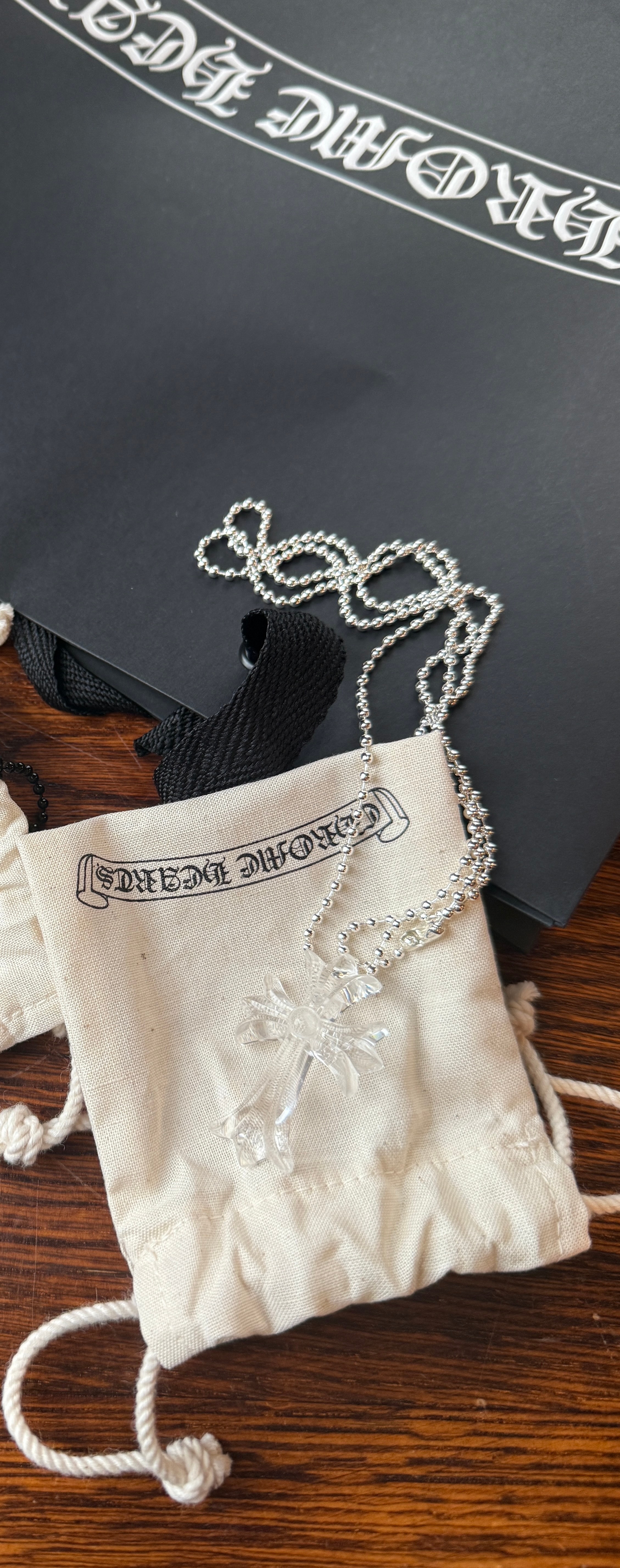 CHROME HEARTS クロムハーツ ラバークロス ネックレス クリア 透明