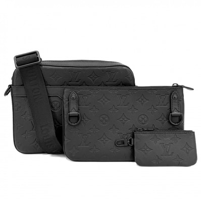 LOUIS VUITTON ルイヴィトン ショルダーバッグ モノグラムシャドウ トリオメッセンジャー 肩掛け 斜め掛け ブラック M26713 ノワール ブラック金具 メンズ【中古品】