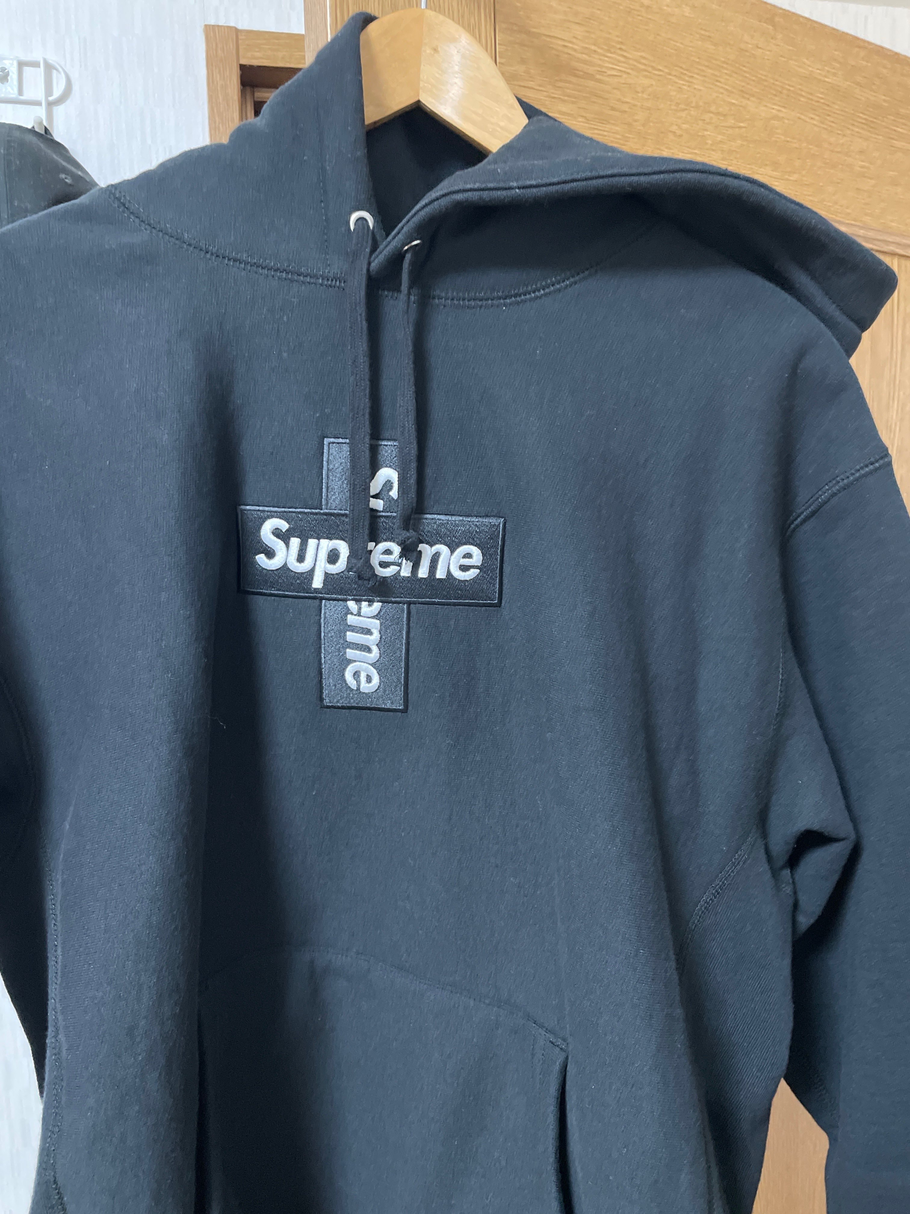 Supreme Cross Box Logo Hooded Sweatshirt "Black"