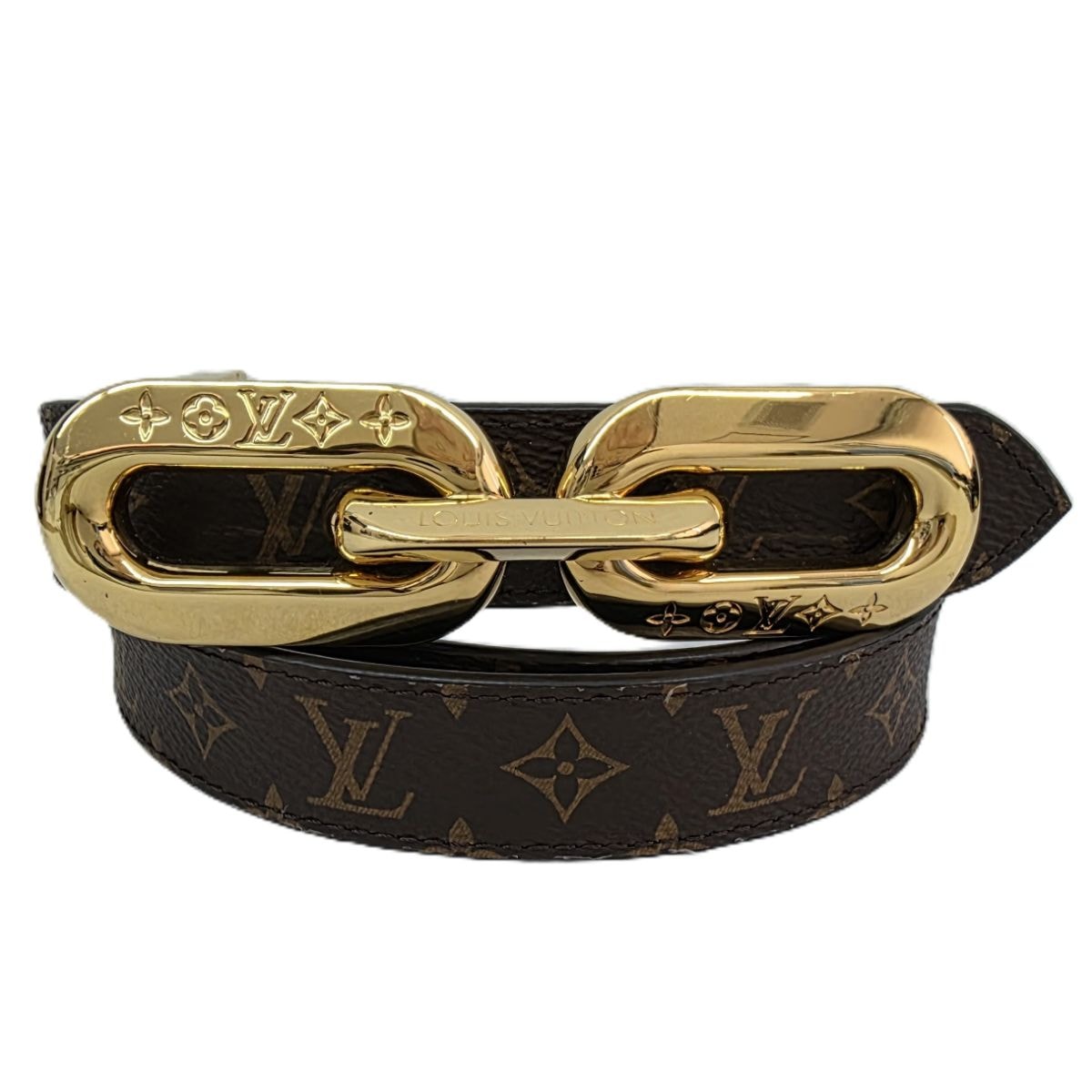 LOUIS VUITTON ルイ・ヴィトン LV エッジ 25MM サンチュール リバーシブル 80cm ベルト M0691 モノグラム ブラウン ゴールド  レディース【中古】