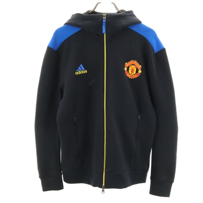 adidas アディダス サッカー 長袖 ジップパーカー M ブラック マンチェスターユナイテッド ジャージ