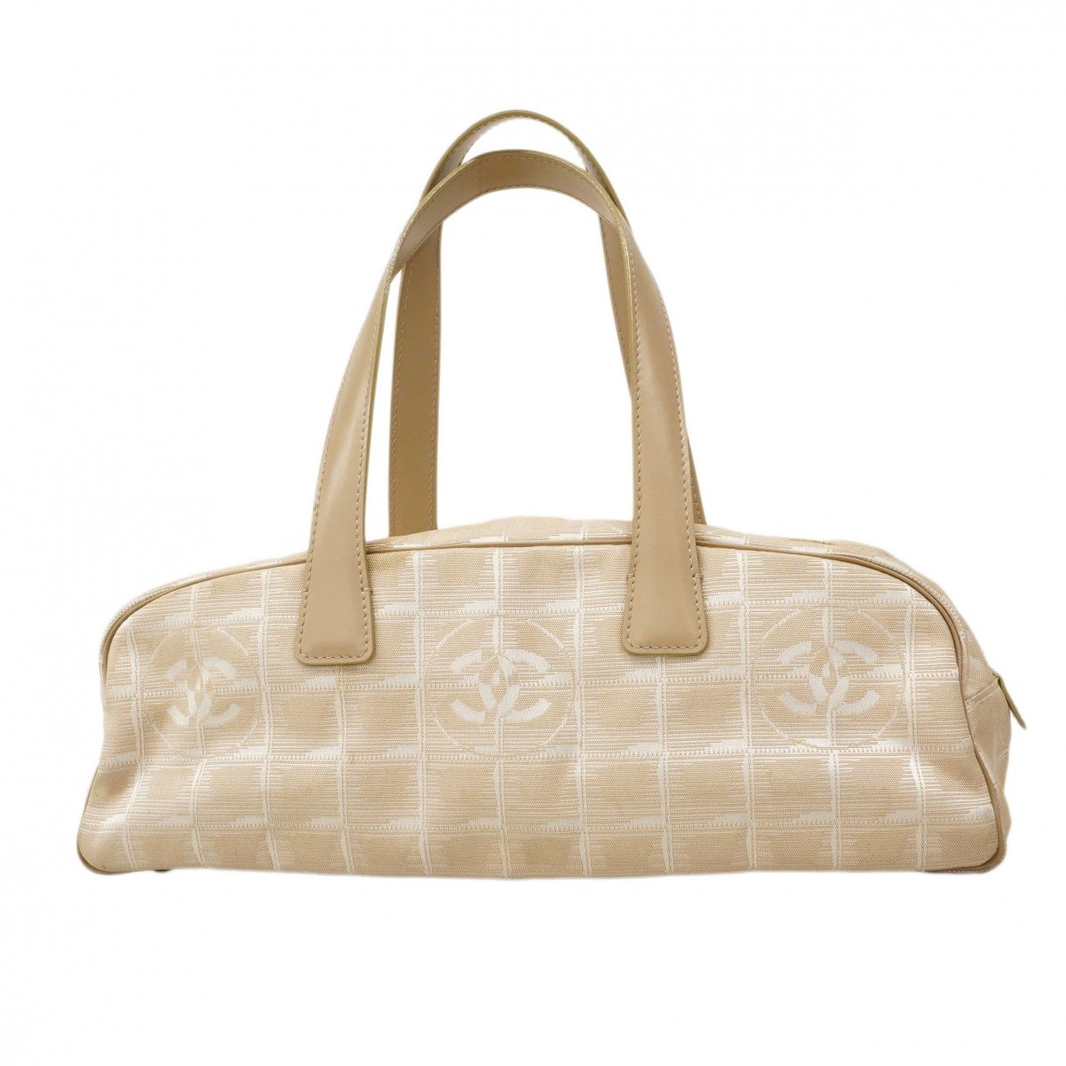 【6dc3151-k】シャネル ハンドバッグ ニュートラベル ナイロン ベージュ ゴールド金具【中古】レディース