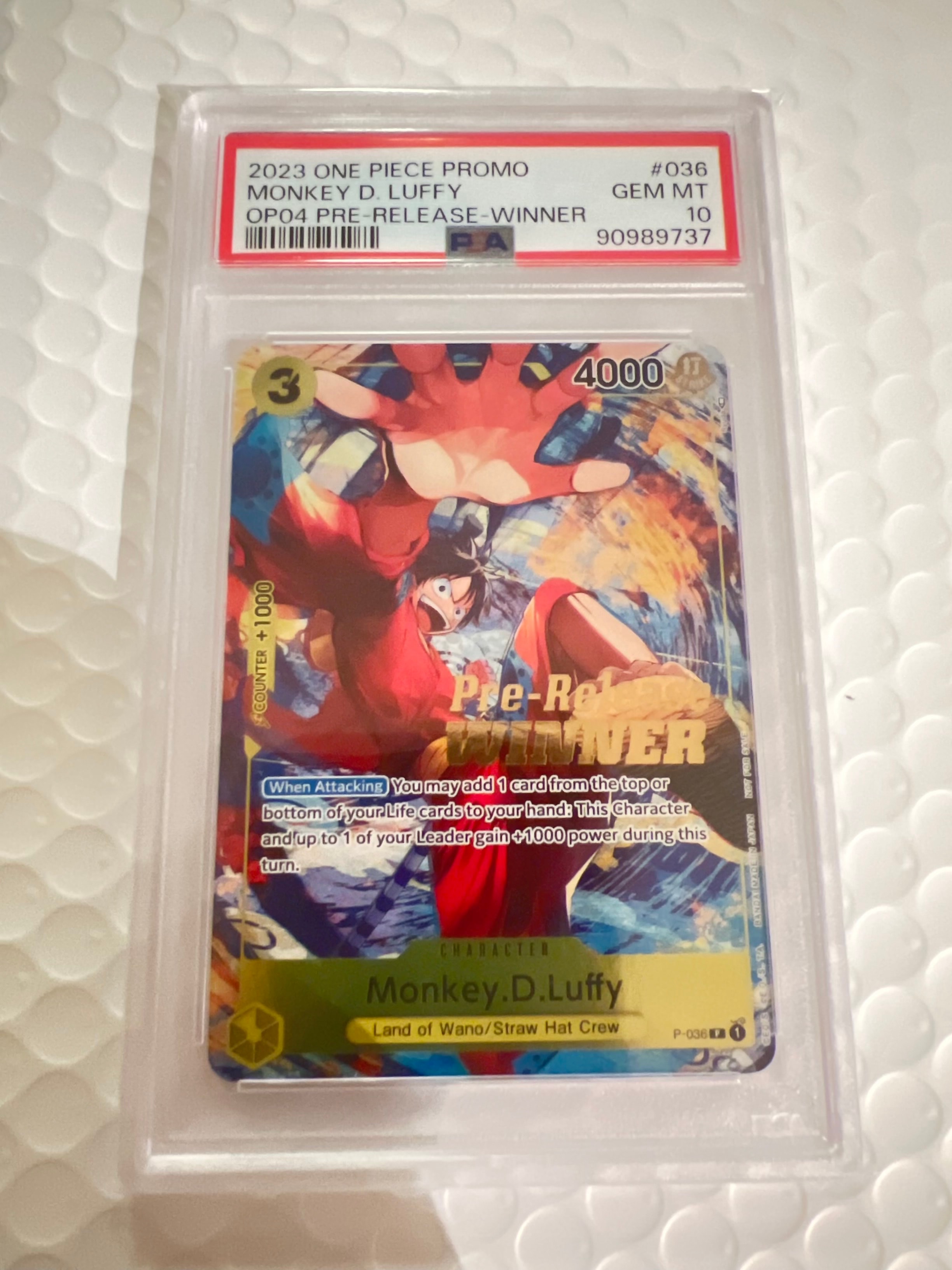 BGS10 GL】モンキー・D・ルフィ：Silver Foil + Gold Stamp P [P-036