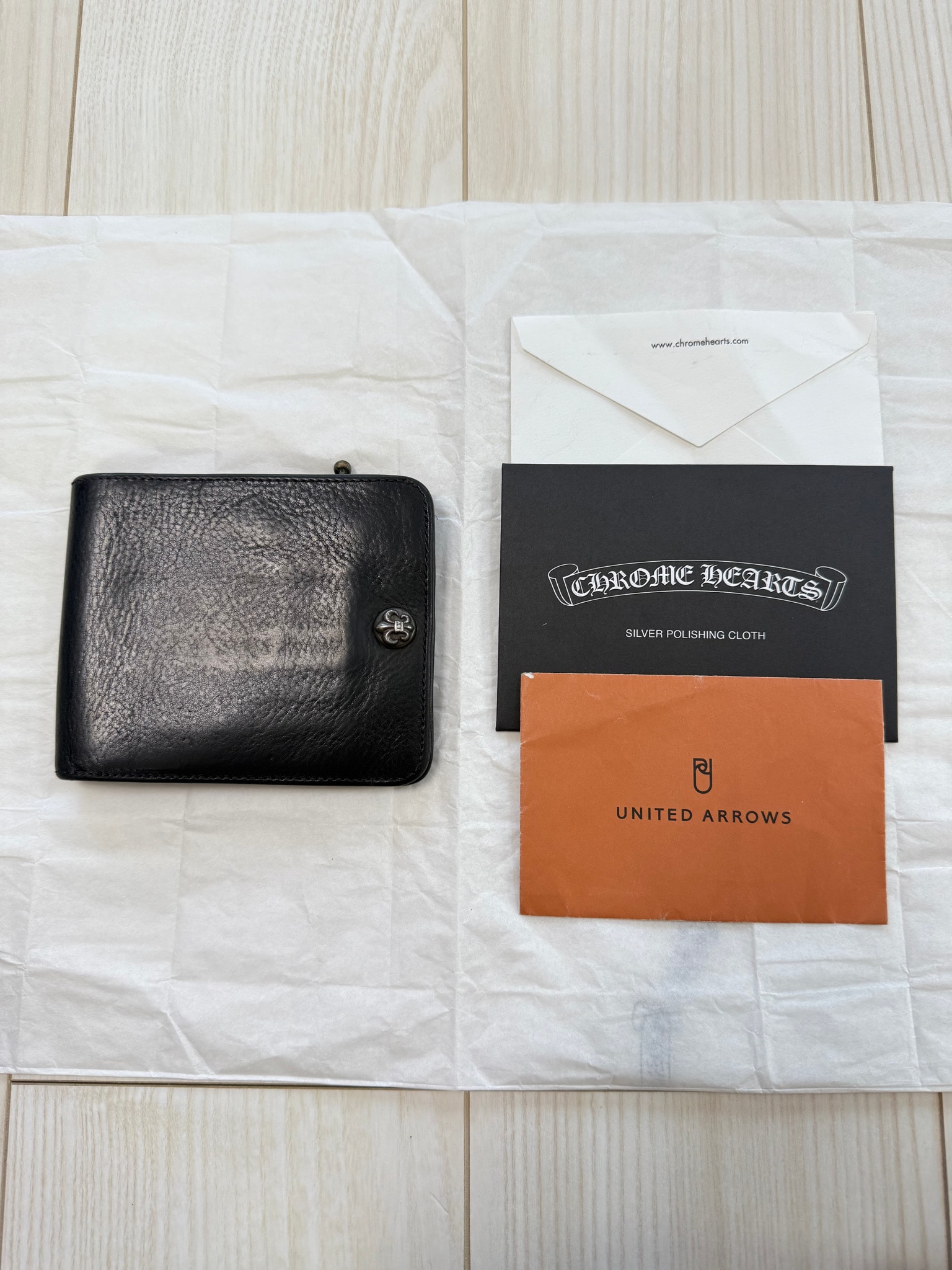 付属品完備/値下げ交渉可能 / 正規品!CHROME HEARTS クロムハーツ フレアボタン ワンスナップ 1SNAP ウォレット 財布