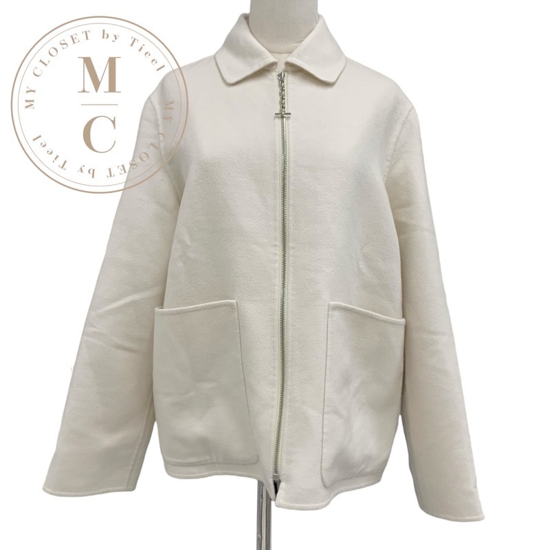 エルメス HERMES アウター ブルゾン ジャケット シェーヌダンクル カシミヤ ホワイト